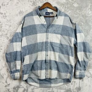 Bon Homme Large Plaid Cotton‎ Blend Button Down Shirt Size Medium Long Sleeve